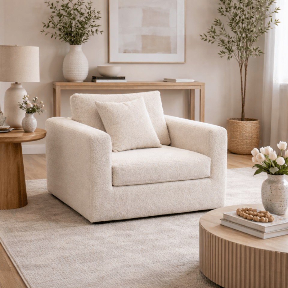 The Alex Range Arm Chair in a modern living room