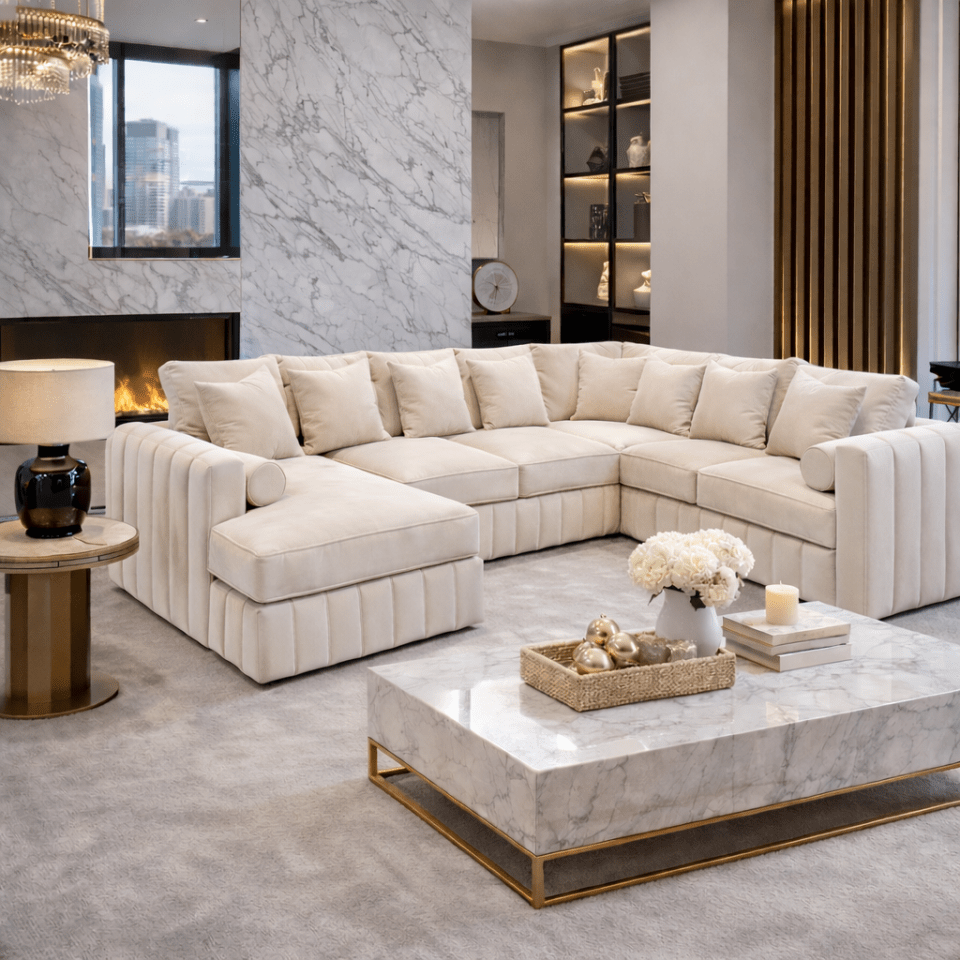 The Sienna Range u shaped sofa in a modern living room