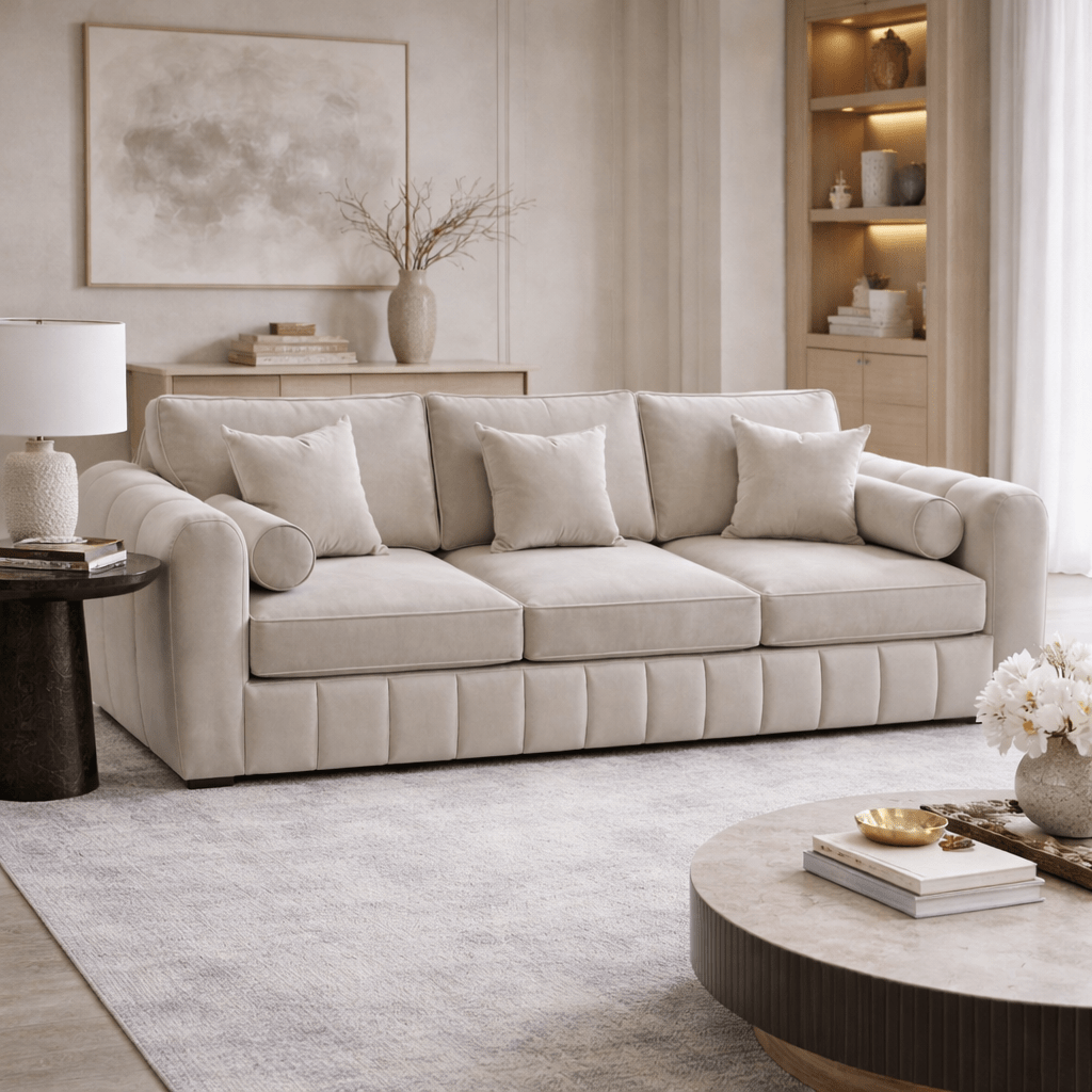 The Simms Range 3 seater in a modern living room