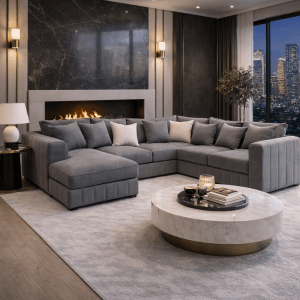 The Simms Range u shaped sofa in a modern living room