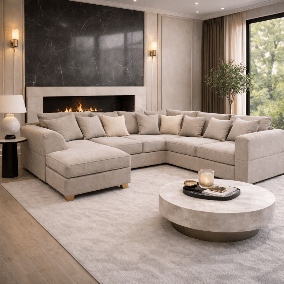 The Cloud range u shaped sofa in a modern living room